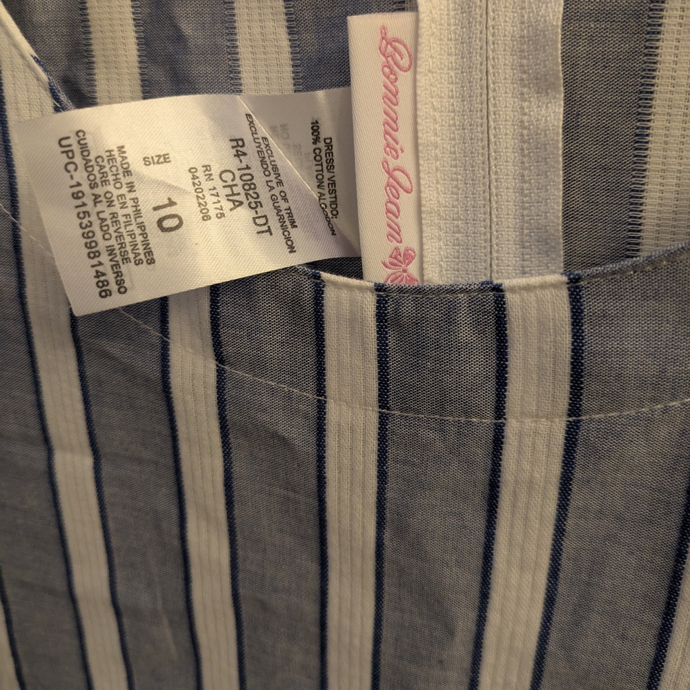 Bonnie Jean Navy and White Striped Dress Girls ‎ Sz 10 NWOT - Picture 3 of 4